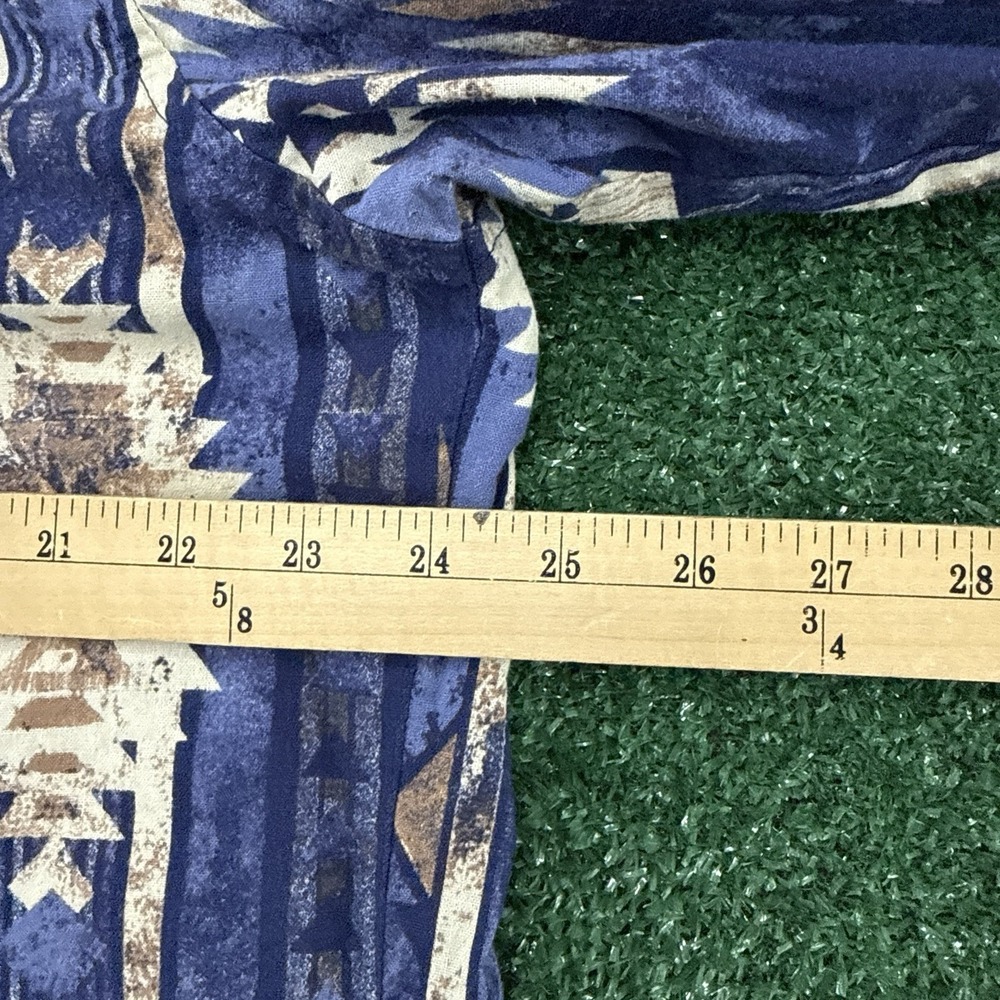 Vintage Wrangler Shirt Men's Aztec Western Pearl Snap Size XL Blue - Picture 6 of 8